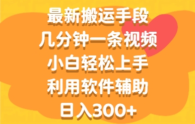 最新搬运手段，几分钟一条视频，小白轻松上手，利用软件辅助